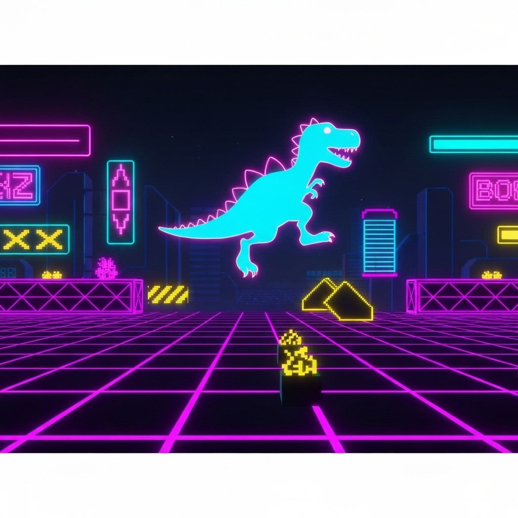 Dino Run - Neon Endless Runner - Farcaster Mini Apps
