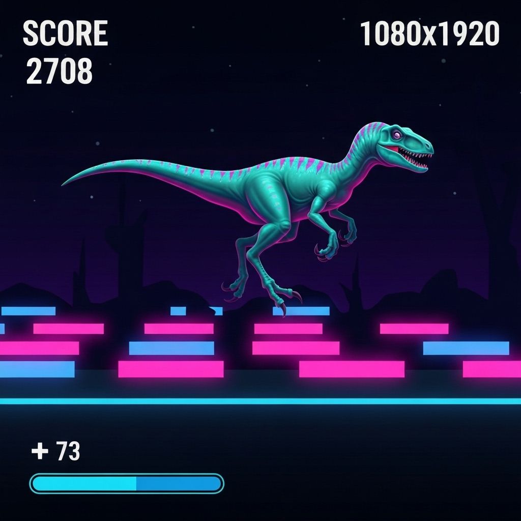 Dino Run - Neon Endless Runner - Farcaster Mini Apps screenshot